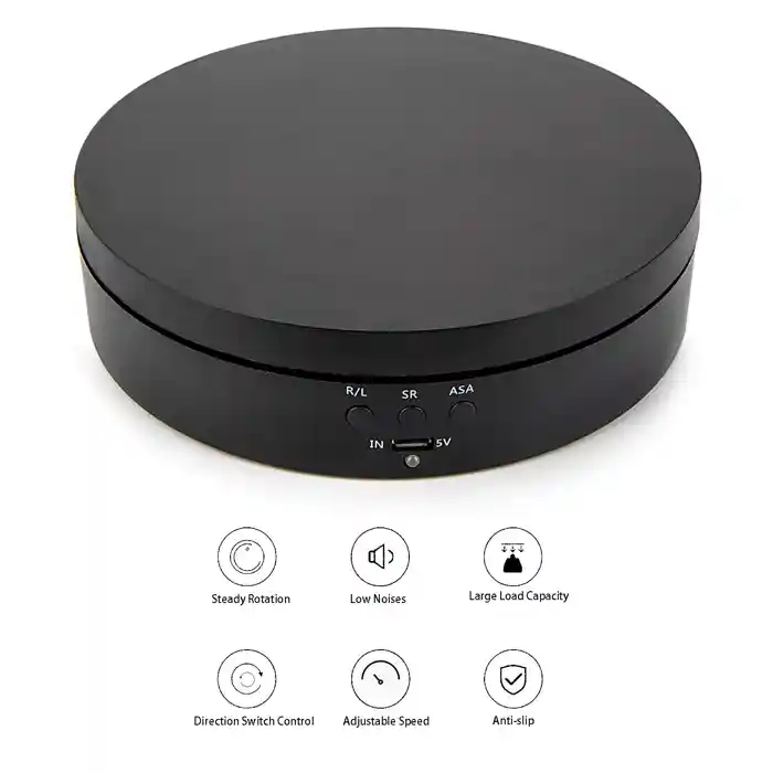 Hive RT-360 3 in 1 electric turntable 360 degree electric rotating display stand with remote control for photography product display jewelery watch 3d models collectibles (black)